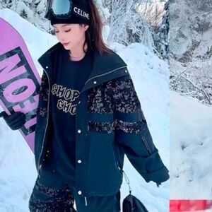 NWOT Black Ski Snowboarding Sequin Jacket & Pants Set Unisex